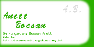 anett bocsan business card